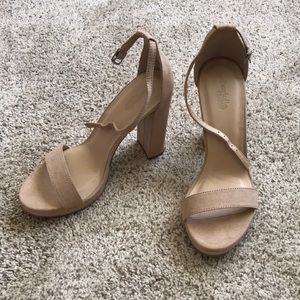 Charlotte Russe Nude Heeled Sandal w/ Ankle Strap - Size 8
